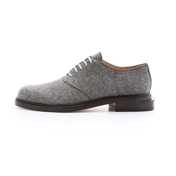 BAND OF OUTSIDERS GRAY FELTED WOOL OXFORD LOAFERS - Picture 4 of 13
